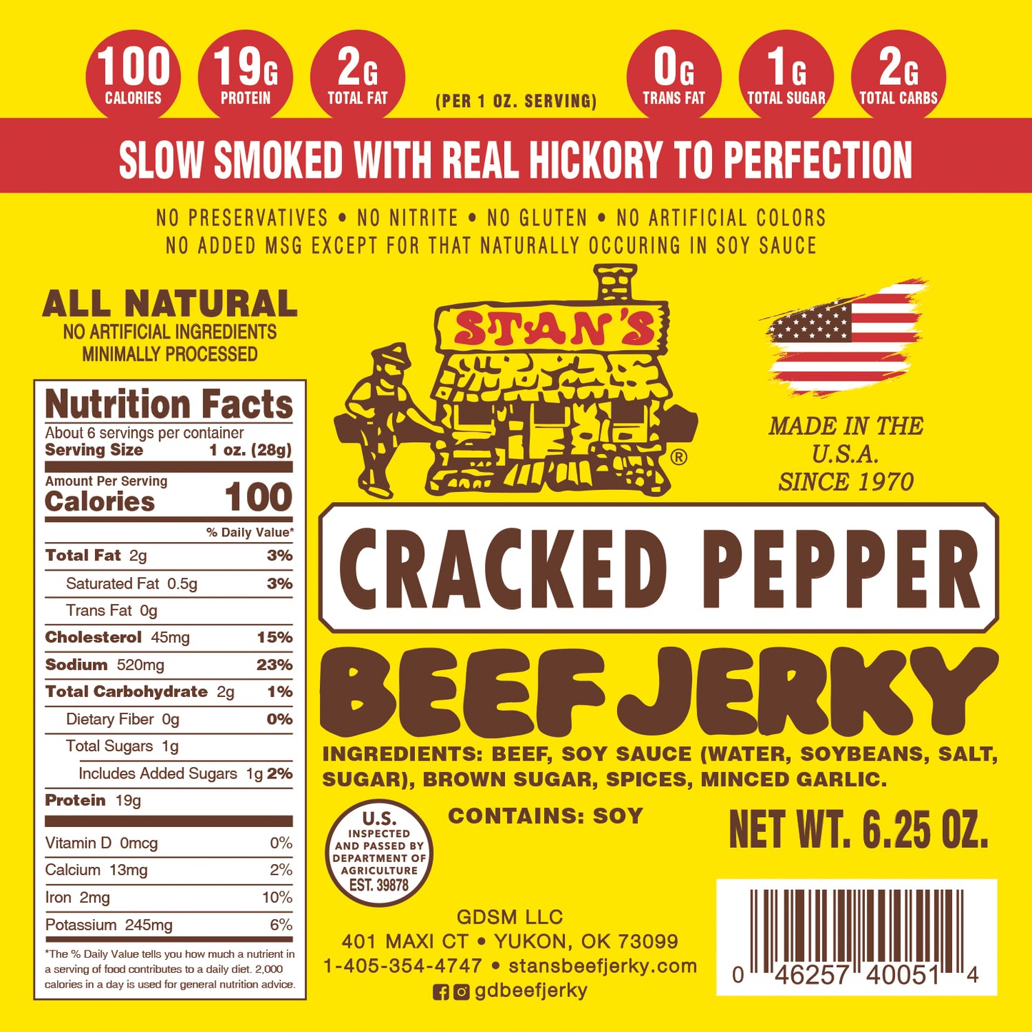Stan's Beef Jerky - 6.25oz Cracked Pepper