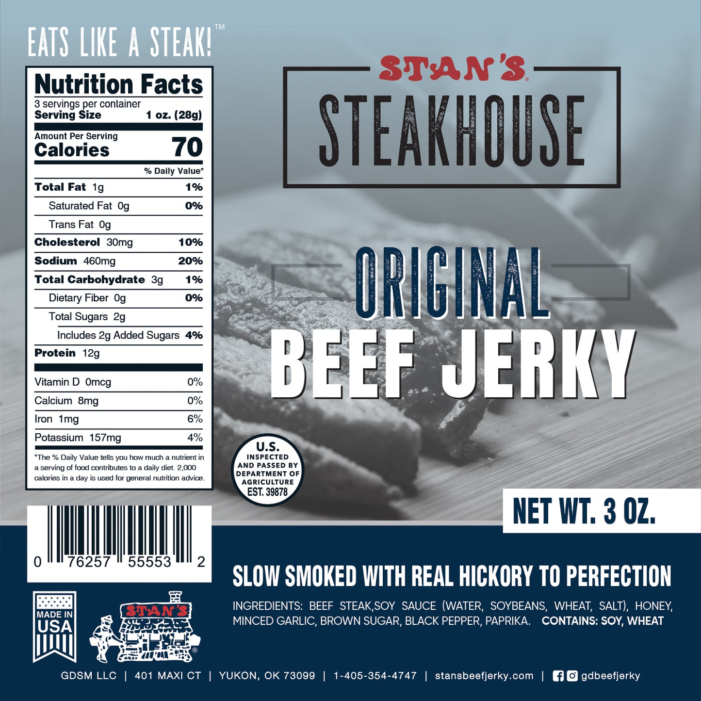 Stan's Steakhouse Beef Jerky - 3oz Original