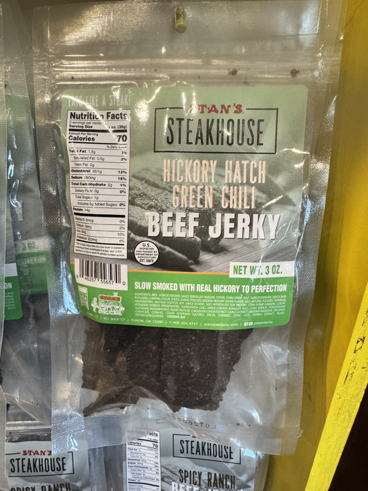 Stan's Steakhouse Beef Jerky - 3oz Hickory Hatch Green Chili