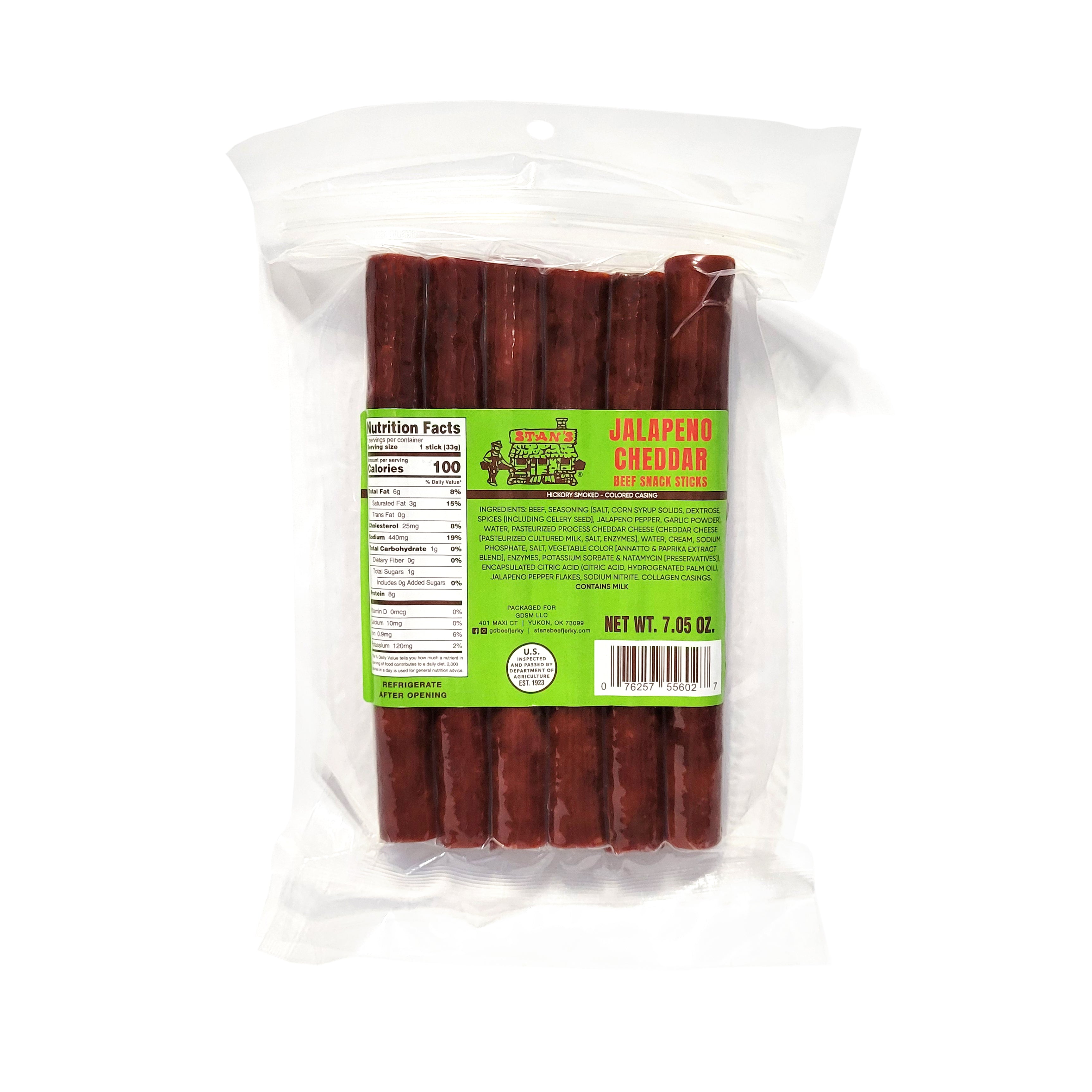 Stan's Beef Snack Sticks - 7.05oz Jalapeno Cheddar – Stan's Beef Jerky