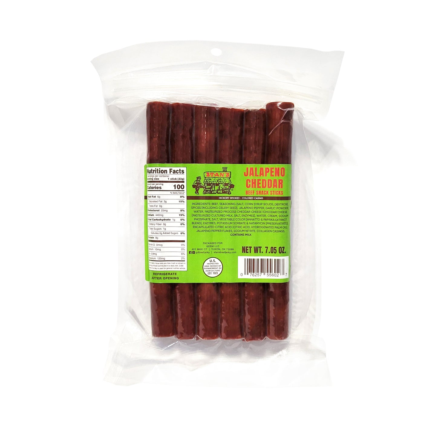 Stan's Beef Snack Sticks - 7.05oz Jalapeno Cheddar